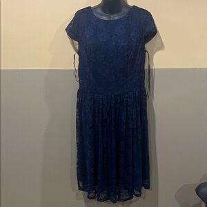 BeryLove Navy Blue Lace Fit & Flare Midi Dress Women’s XL